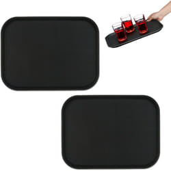 Relaxdays - Plateau de service, lot de 2, surface antidérapante, forme rectangulaire, boissons, restaurant, LxP: 41x30 cm, noir