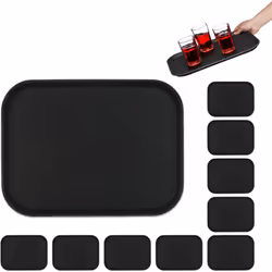 Ce plateau de service rectangulaire en lot de 10 est idéal pour les établissements de restauration, tels que les cafés, bars  ...