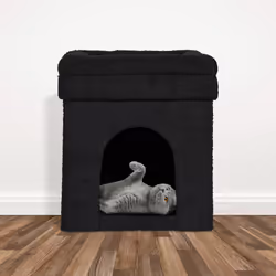 Relaxdays Grotte pour chat et chien, surface d’assise, pliable, cachette, H x L x P : 42 x 38 x 38 cm, noire