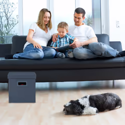 Tabouret pliable, avec couvercle et poignées, pouf de rangement, HxLxP : 29,5x29,5x29,5 cm, bleu-gris - Relaxdays