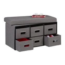 Banc de rangement avec tiroirs, 6 compartiments, rembourrage, HxLxP : 39 x 75,5 x 37 cm, entrée, pliable, gris - Relaxdays