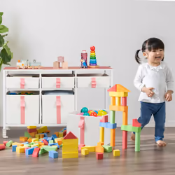 Meuble de rangement pour enfants, 6 tiroirs, commode, env. 61,5 x 100 x 40,5 cm, tissu et métal, blanc/rose - Relaxdays
