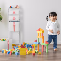 Meuble de rangement pour enfants, 4 tiroirs, commode, env. 109,5 x 36 x 40,5 cm, tissu et métal, blanc/rose - Relaxdays