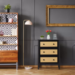 Relaxdays - Meuble de rangement, HxLxP : 82,5 x 62 x 30 cm, 3 tiroirs, commode tissu & acier, compartiments, noir - beige