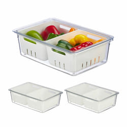 Relaxdays 4052025479152 boîte hermétique alimentaire Rectangulaire contenant Transparent, Blanc 3 pièce(s)