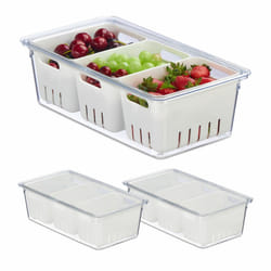 Relaxdays 4052025479206 boîte hermétique alimentaire Rectangulaire contenant Transparent, Blanc 4 pièce(s)