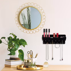 Porte-bijoux mural, pour colliers, bracelets, boucles d'oreilles, avec tablette, hlp 12x30x8 cm, noir - Relaxdays