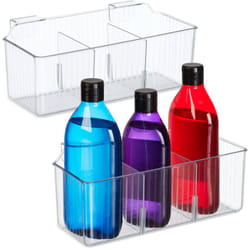 Relaxdays Organiseur placard, lot 2, à suspendre, cuisine, salle de bain, HxLxP: 10x25,5x12,5 cm, plastique, transparent