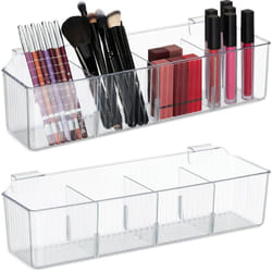 Relaxdays Organiseur placard, lot 2, à suspendre, cuisine, salle de bain, HxLxP: 10x38x12,5 cm, plastique, transparent