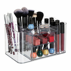 Organiseur à cosmétiques, 4 compartiments, 2 tiroirs, HxLxP : 13x24,5x14,5 cm, plastique, transparent - Relaxdays