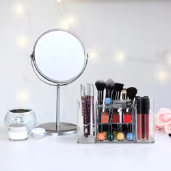 Organiseur à cosmétiques, 4 compartiments, 2 tiroirs, HxLxP : 13x24,5x14,5 cm, plastique, transparent - Relaxdays