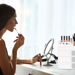 Organiseur à maquillage, 24 compartiments, rangement à cosmétiques, plastique, HxLxP : 27,5x26x21 cm, blanc - Relaxdays
