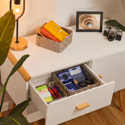Relaxdays - 3 paniers de rangement, 3 tailles différentes, aspect tressé, corbeille en plastique, salle bain, gris