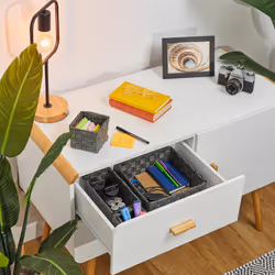 Relaxdays - 4 paniers de rangement, 3 tailles différentes, aspect tressé, corbeille en plastique, salle bain, gris