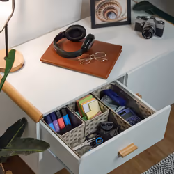 Relaxdays - 4 paniers de rangement, 3 tailles différentes, pour l'armoire ou l'étagère, design tressé, gris