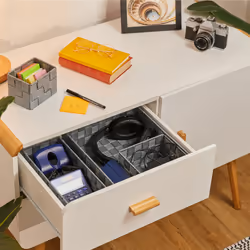 Relaxdays - Panier de rangement, lot 4, différentes tailles, corbeille tressée, pour la salle bain, plastique, gris