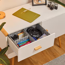 Relaxdays - Panier de rangement, lot 3, différentes tailles, corbeille tressée, pour la salle bain, plastique, gris