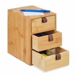 Relaxdays - Organisateur bureau, 3 tiroirs, bambou, HxLxP : 21 x 15 x 20 cm, rangement télétravail & bureau, nature