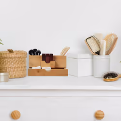 Relaxdays - Organisateur bureau, 2 tiroirs, 3 compartiments, bambou, HxLxP : 12 x 24 x 14,5 cm, rangement, nature - Vue supplémentaire 5