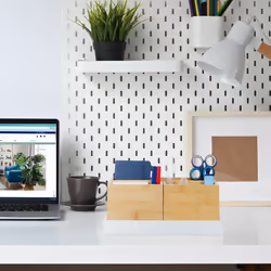 Relaxdays - Organiseur en bambou, 4 pièces, fournitures de bureau, cosmétiques, pour bureau, salle de bain, nature - blanc