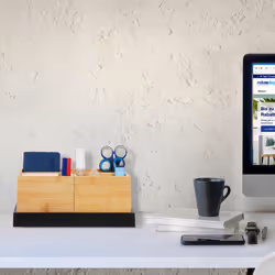 Relaxdays - Organiseur en bambou, 4 pièces, fournitures de bureau, cosmétiques, pour bureau, salle de bain, nature - noir