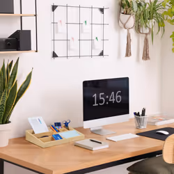 Relaxdays - Organisateur bureau, 9 compartiments, bambou, espace de travail, salle de bain, HxLxP: 9 x 33 x 21 cm, nature