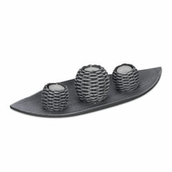 Porte-bougies avec plateau, 3 bougeoirs, déco bougies, maison, table, salon, photophores, gris/blanc - Relaxdays