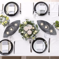 Porte-bougies avec plateau, 3 bougeoirs, déco bougies, maison, table, salon, photophores, gris/blanc - Relaxdays