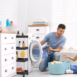 Relaxdays Meuble de rangement, 4 niveaux, acier inoxydable et plastique, 88x41,5x23,5 cm, cuisine & salle bain, noir