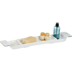 Relaxdays - Plateau de baignoire, pont extensible (de 55,5 cm à 78 cm), en plastique, antidérapant, blanc