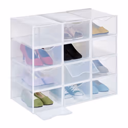 Relaxdays boîtes à chaussures lot de 12 empilables pointure jusquà 45 trous daération boîte sneakers transparent