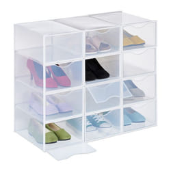 Relaxdays boîtes à chaussures lot de 12 empilables pointure jusquà 45 trous daération boîte sneakers transparent