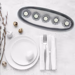 Relaxdays - Porte-bougies avec plateau, 5 bougeoirs, sable, décoration de table, salon, chambre, déco bougies, gris/blanc