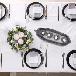 Relaxdays - Porte-bougies avec plateau, bougeoirs, 4 bougies chauffe-plat, décoration de table, salon, cuisine, gris/blanc