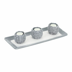 Relaxdays - Porte-bougies avec plateau, pour salle à manger, salon, bougeoirs, sable décoratif, aspect shabby, gris/blanc