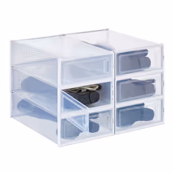 Boîtes à chaussures - Relaxdays - Lot de 6 - Empilables - Transparent - Pour bottes jusquà 445