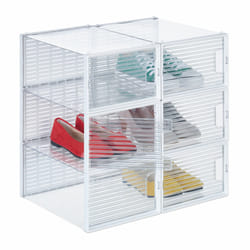 Relaxdays boîtes à chaussures, lot de 6, empilables et pliables, boîte rangement, pointure 45, plastique, transparentes