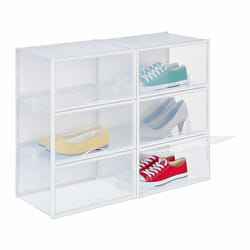 Boîtes à chaussures, lot de 6, sneakers, escarpins, pointure 48, trous d'aération, plastique, transparentes - Relaxdays