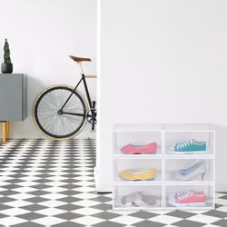 Boîtes à chaussures, lot de 6, sneakers, escarpins, pointure 48, trous d'aération, plastique, transparentes - Relaxdays