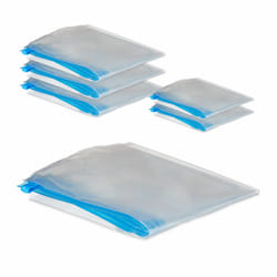 Sacs sous vide pour vêtements, lot de 6, housses, 2 tailles différentes, sachets de voyage, transparent - Relaxdays