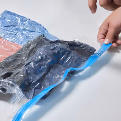 Sacs sous vide pour vêtements, lot de 6, housses, 2 tailles différentes, sachets de voyage, transparent - Relaxdays