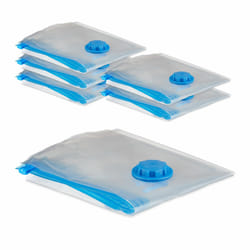 Sacs sous vide, lot de 6, housses de rangement xl, vêtements & couvertures, sachets à aspirer, transparent - Relaxdays