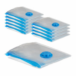 Sacs sous vide, lot de 10, housses de rangement pour voyage, vêtements & couvertures, à aspirer, transparent - Relaxdays
