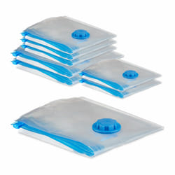 Sacs sous vide, lot de 8, housses de rangement, 3 tailles, vêtements & couvertures, à aspirer, transparent - Relaxdays
