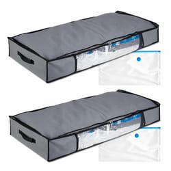 Sacs de rangement sous vide, lot de 2, HxLxP : 15x100x45 cm, vêtements, linge de lit, housses sous vide, gris - Relaxdays