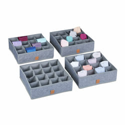 Relaxdays organiseurs sous-vêtements, lot de 4, pour chaussettes, cravates, foulards, boîtes de rangement, armoire, gris