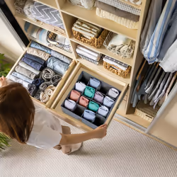 Relaxdays organiseurs sous-vêtements, lot de 4, pour chaussettes, cravates, foulards, boîtes de rangement, armoire, gris