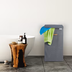 Panier à linge, rangement avec couvercle, volume : 73 l, corbeille pliable, gris clair et nature - Relaxdays
