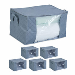 Relaxdays sac de rangement, lot de 6, housse couettes, fermeture éclair, boîte vêtements, HLP : 35 x 60 x 43 cm, gris