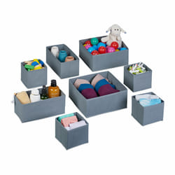 Organiseurs de tiroirs, 8 boîtes de rangement pour le dressing, 3 tailles, armoire & tiroirs, pliables, gris - Relaxdays